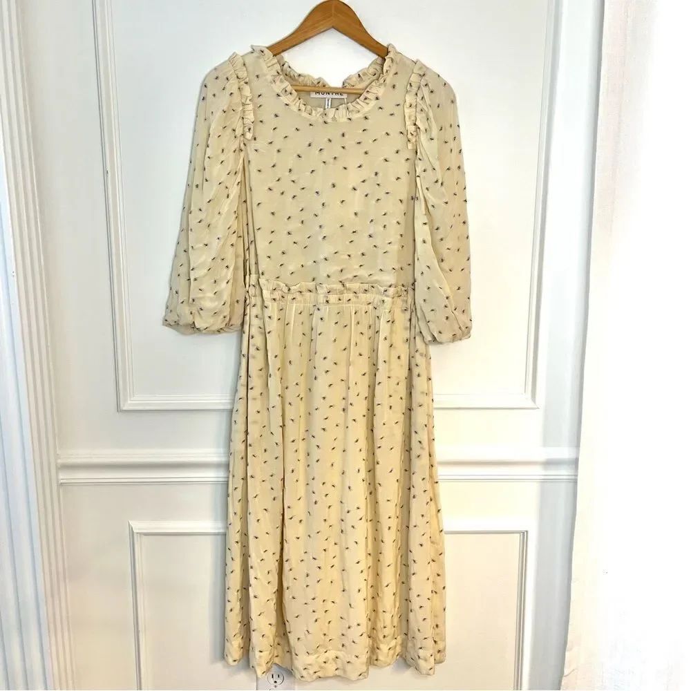 Munthe Curtis Open Back Embroidered Floral Midi Dress, Size 6 (EU 36) - Picture 3 of 15